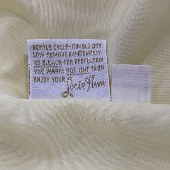 Vintage 90s Lucie Ann Buttercup Yellow Nylon Tulip & Lace Maxi Nightgown Size S - Picture 12 of 12